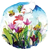 Illustration d'un petit fantôme qui joue avec des enfants - Ya'soub Editions