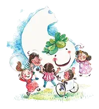 Illustration d'un petit fantôme qui joue avec des enfants - Ya'soub Editions