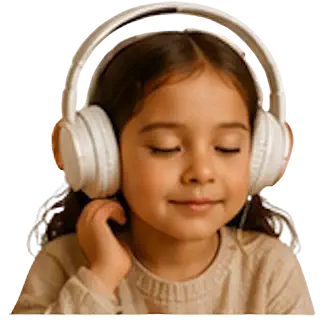 fillette audio Fillette avec casque